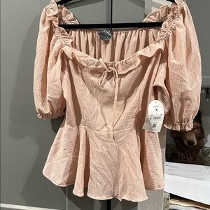 Pink Off-Shoulder Blouse retro peasant top